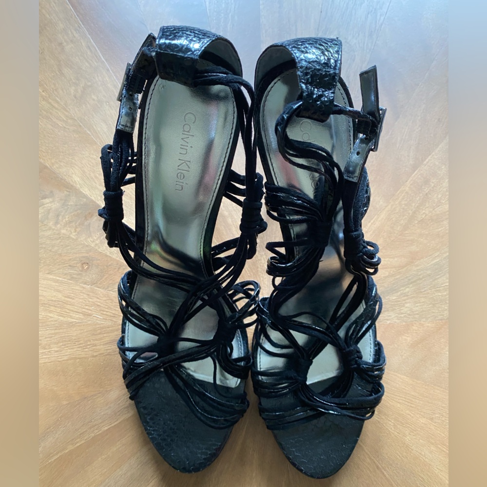 Calvin Klein Black Strappy Persia Heels
